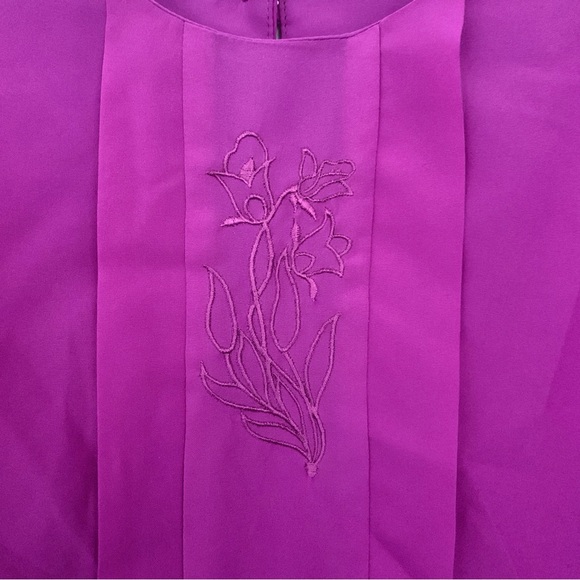 Vintage ELITE Embroidered Floral Detail Blouse Women’s Size 16 - Picture 3 of 6